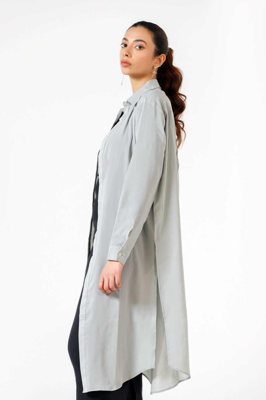 Long Beach Shirt in Crepe Silk
