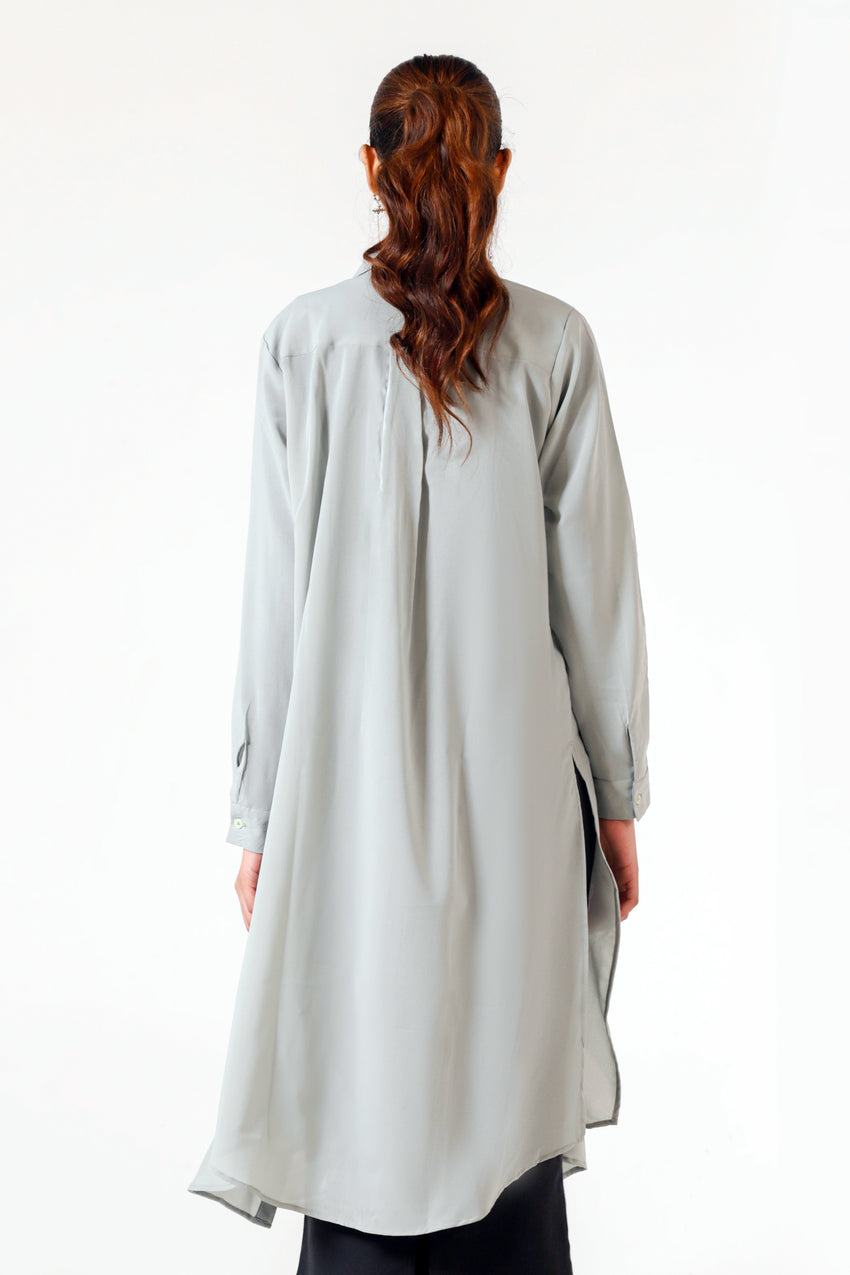 Long Beach Shirt in Crepe Silk TUNIC ATTIR-WOMEN