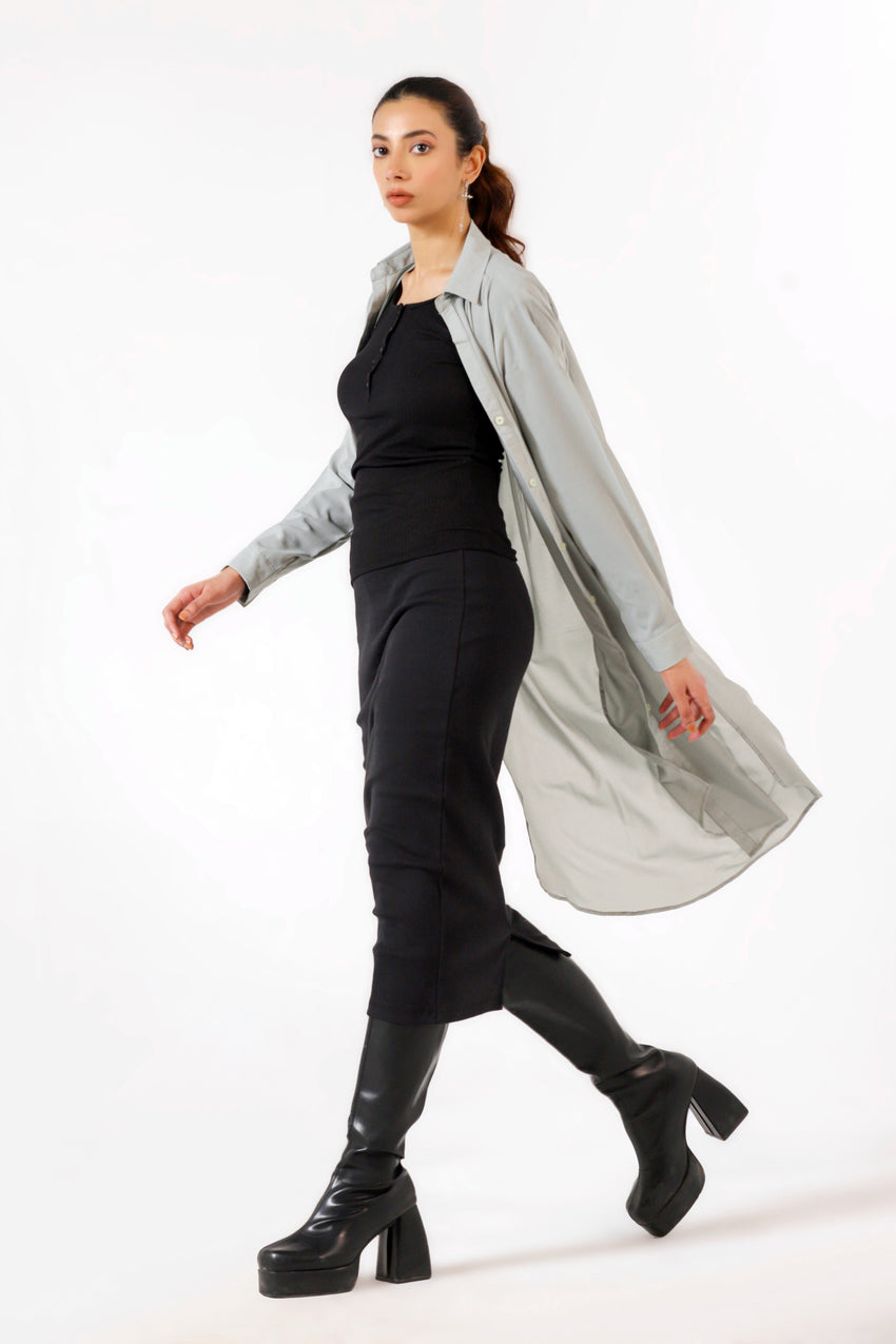 Long Beach Shirt in Crepe Silk TUNIC ATTIR-WOMEN