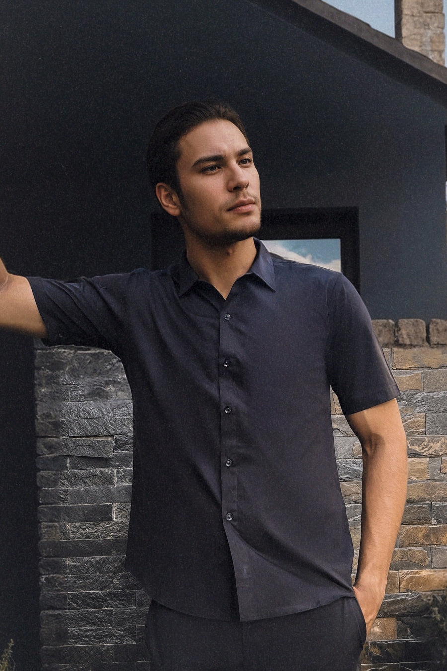 Basic Cotton Shirt in Black