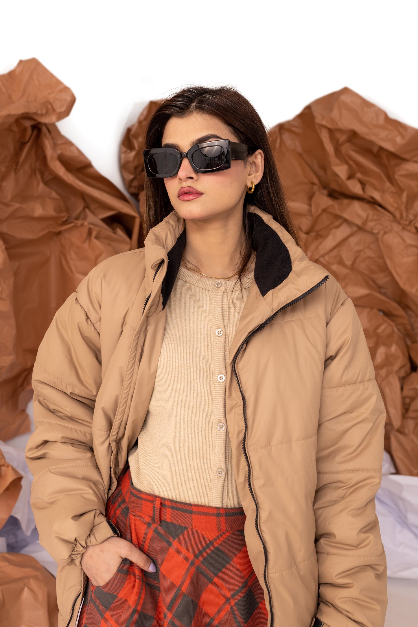 Supersoft Puffer Jacket with in Camel