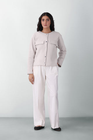 Sweatshirt Cardigan in Stone