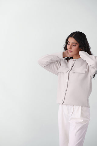 Sweatshirt Cardigan in Stone