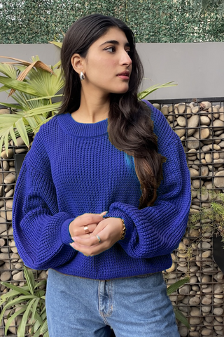 Loose-Knit Jumper in Lapis Blue