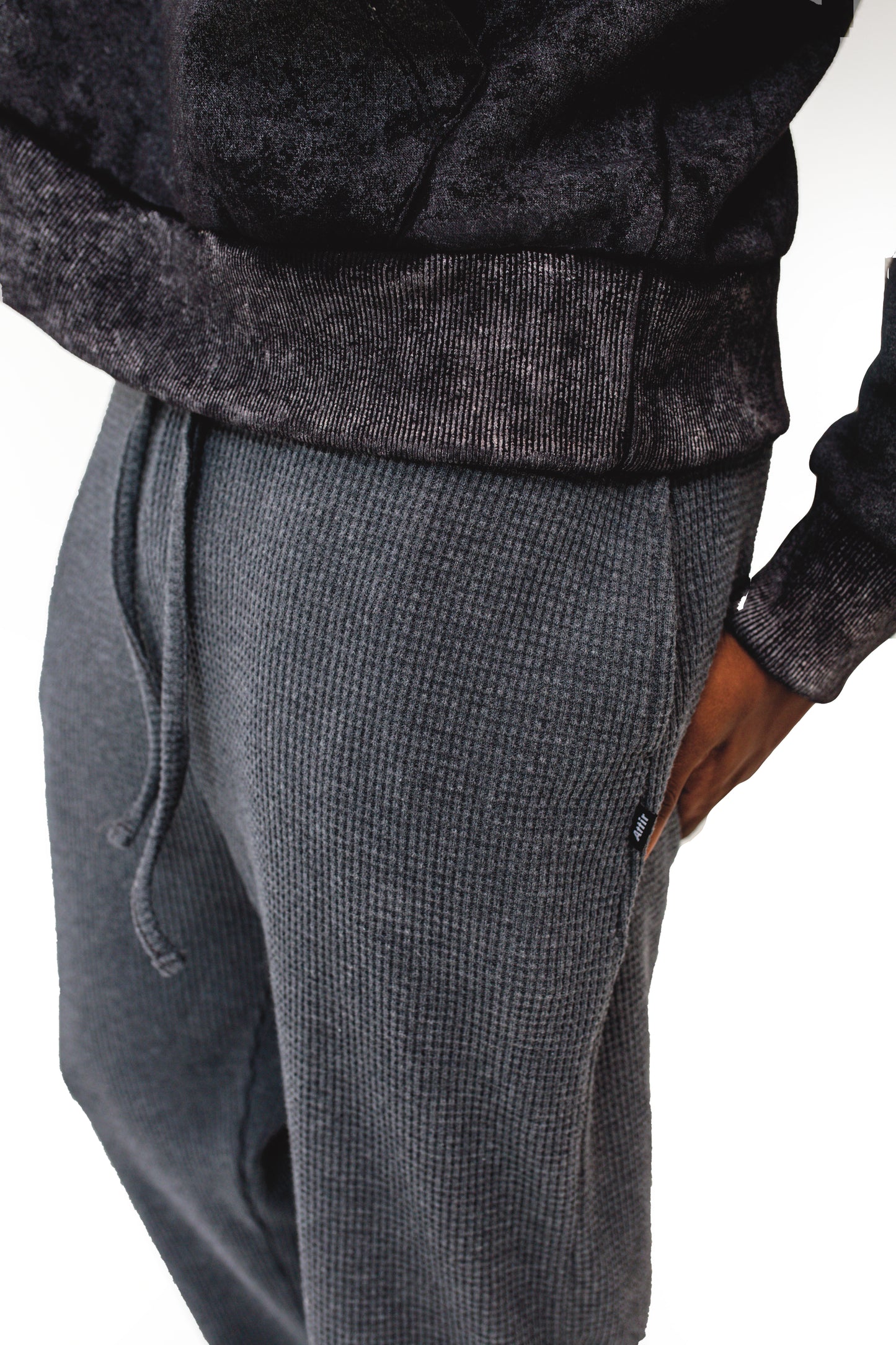 Waffle Textured Trouser in Charcoal