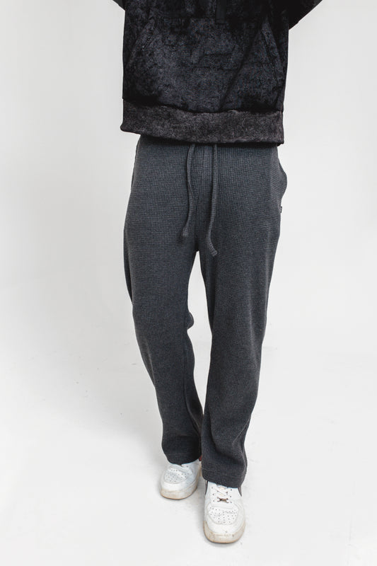 Waffle Textured Trouser in Charcoal