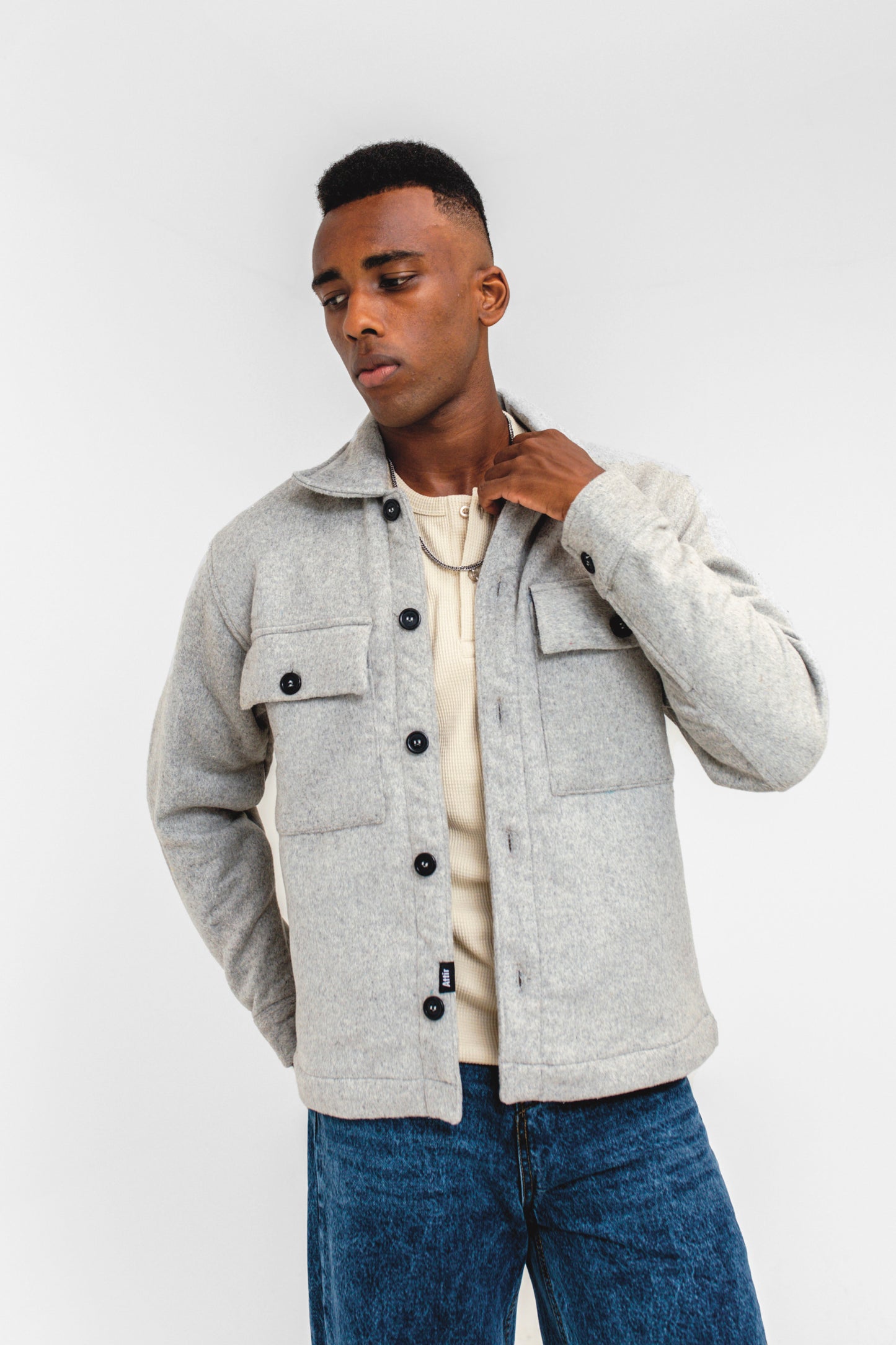 Wool-blend Overshirt in Heather Grey