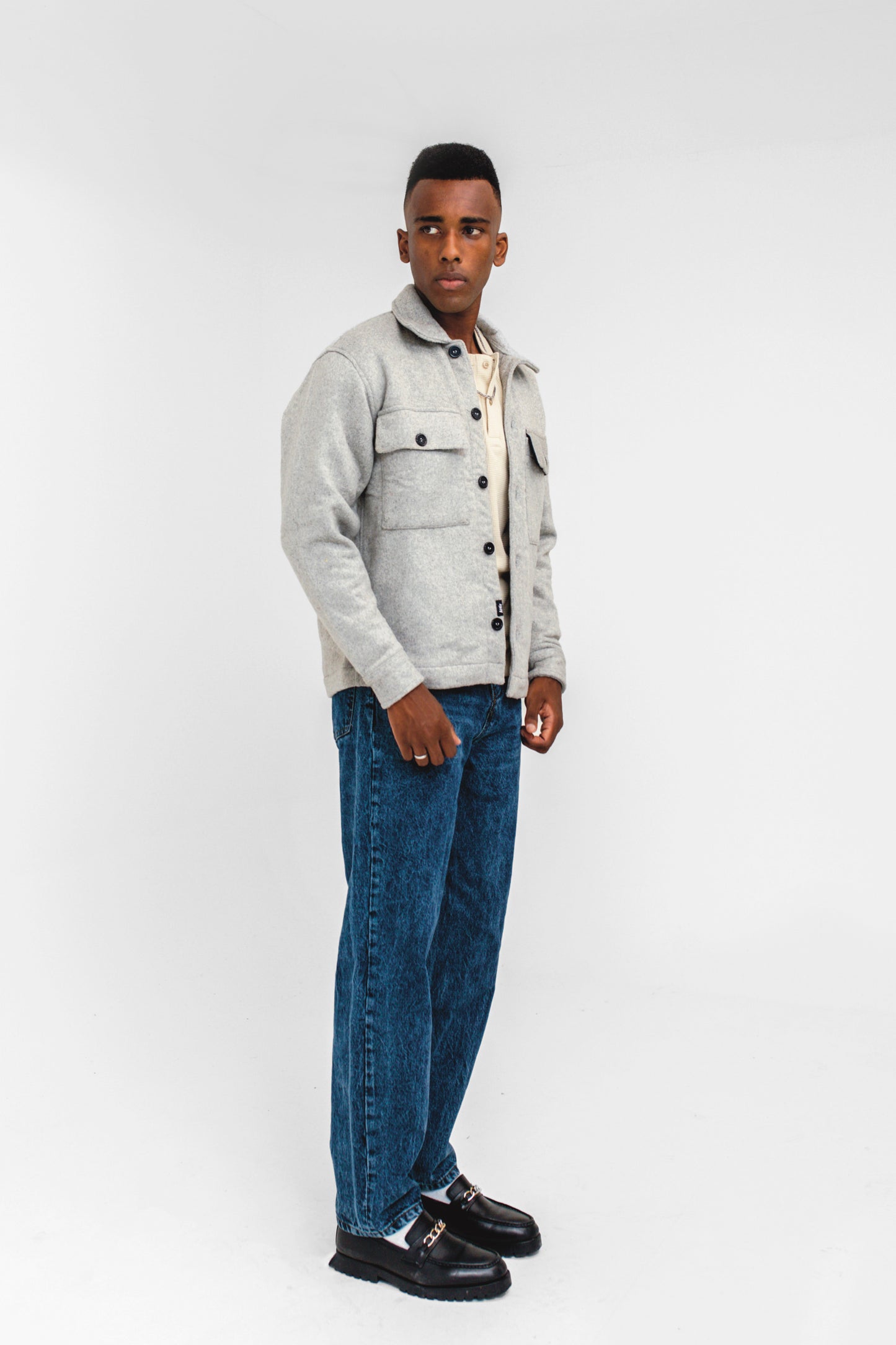 Wool-blend Overshirt in Heather Grey