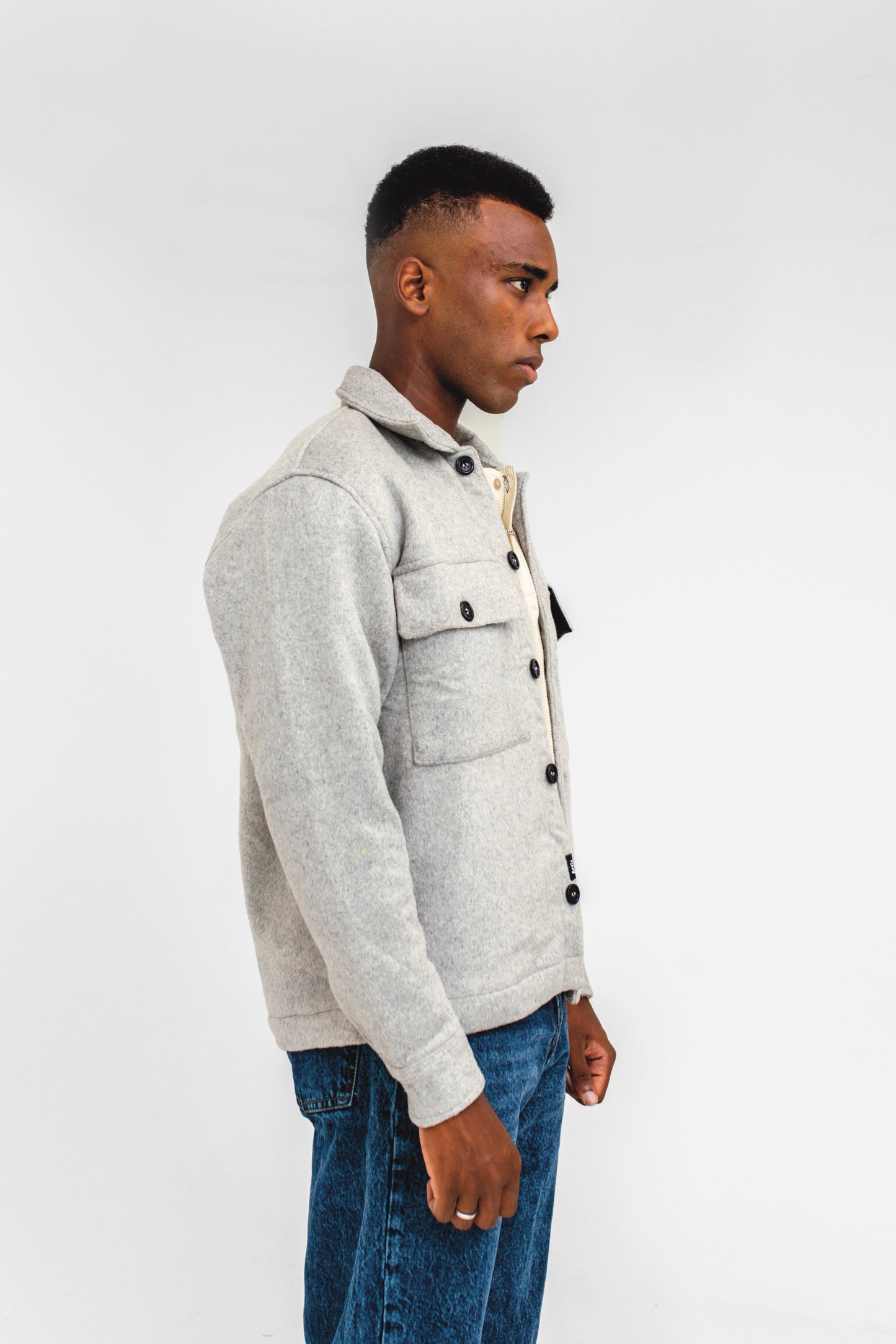 Wool-blend Overshirt in Heather Grey