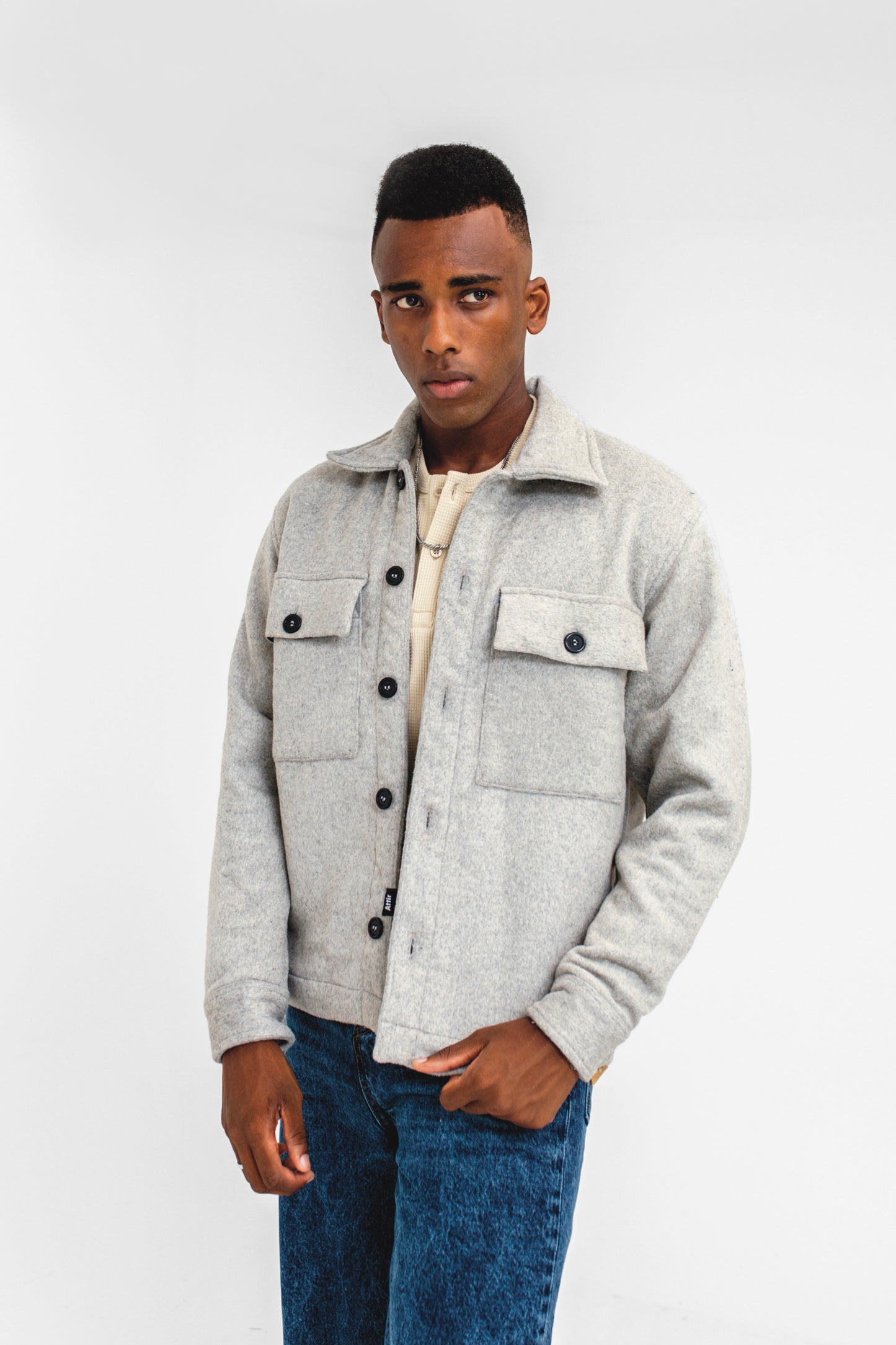 Wool-blend Overshirt in Heather Grey