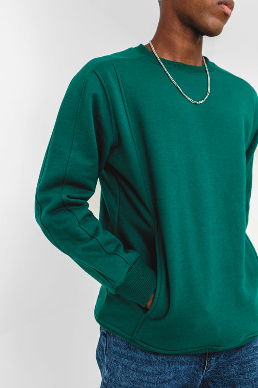 Side-pocket Technical Sweatshirt in Bottle Green