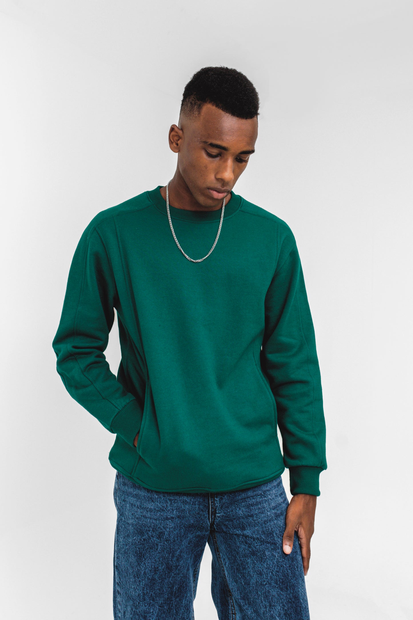 Side-pocket Technical Sweatshirt in Bottle Green