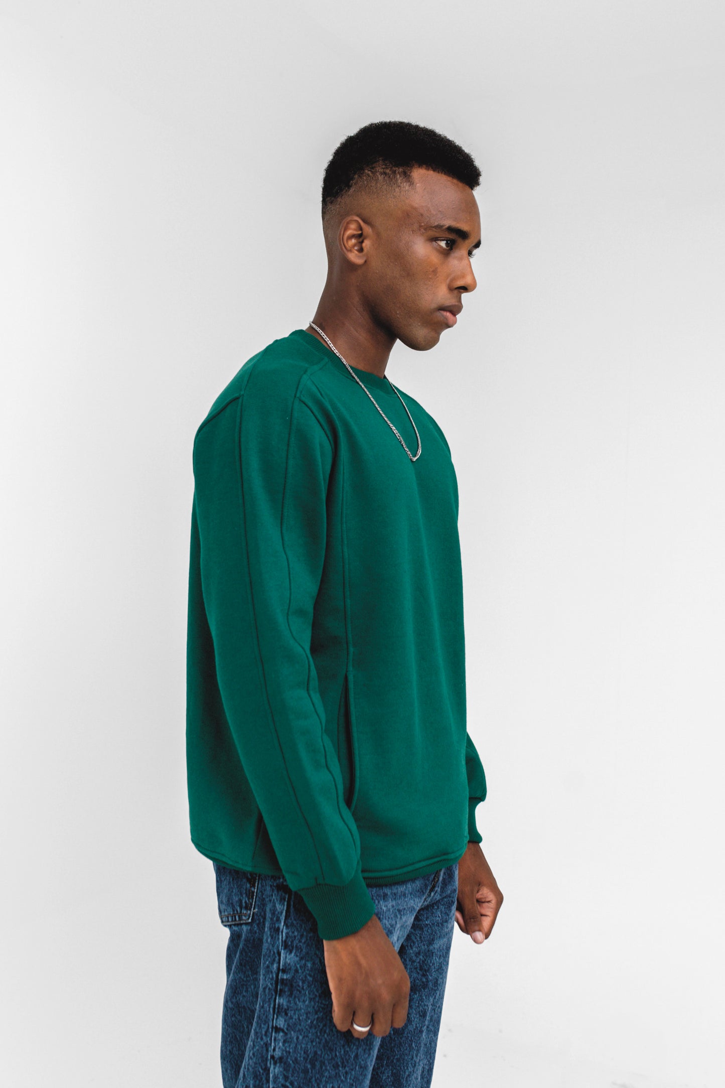 Side-pocket Technical Sweatshirt in Bottle Green