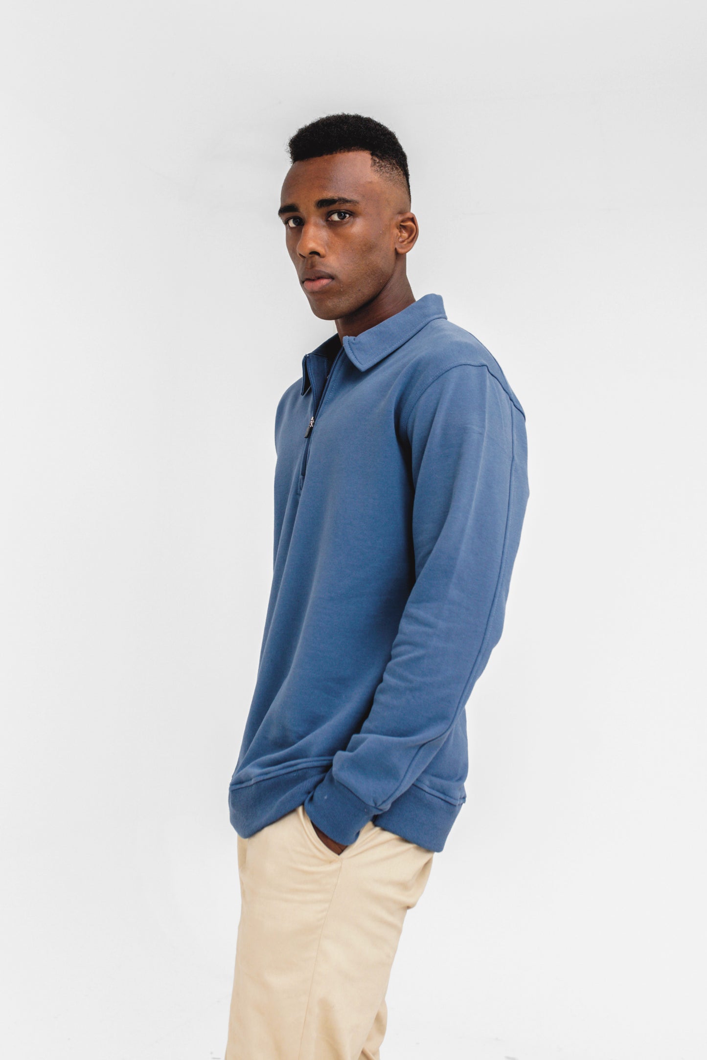 Polo Q-zip Sweatshirt in Yale Blue