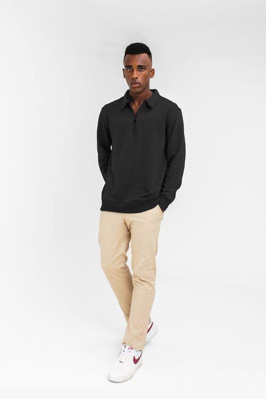 Polo Q-zip Sweatshirt in Black