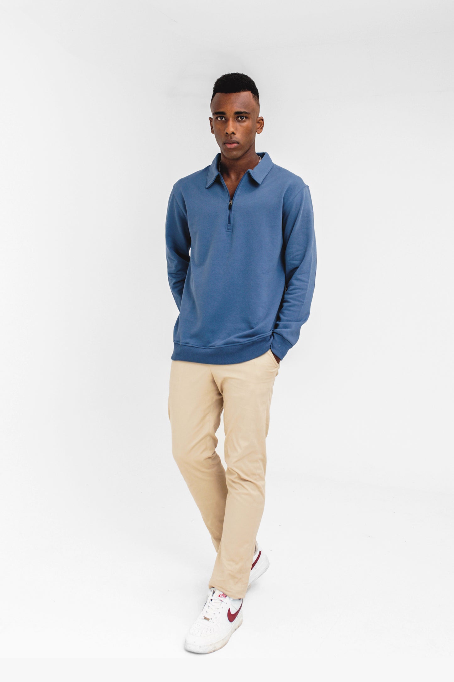 Polo Q-zip Sweatshirt in Yale Blue