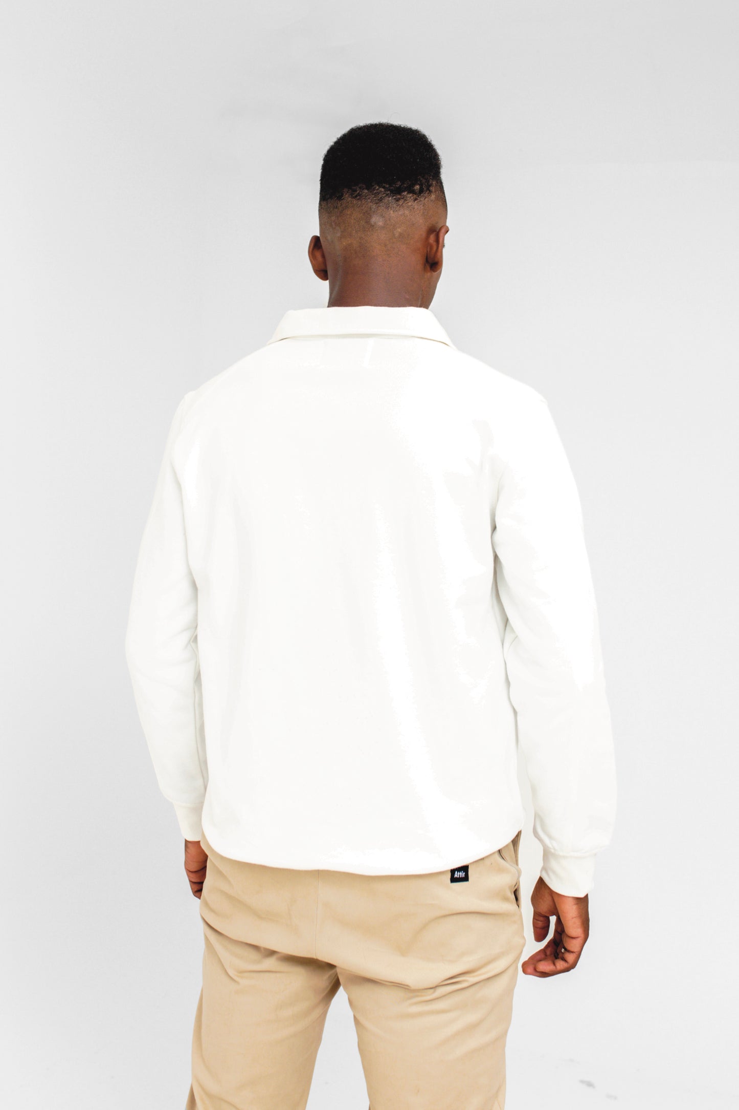 Polo Q-zip Sweatshirt in White Terry