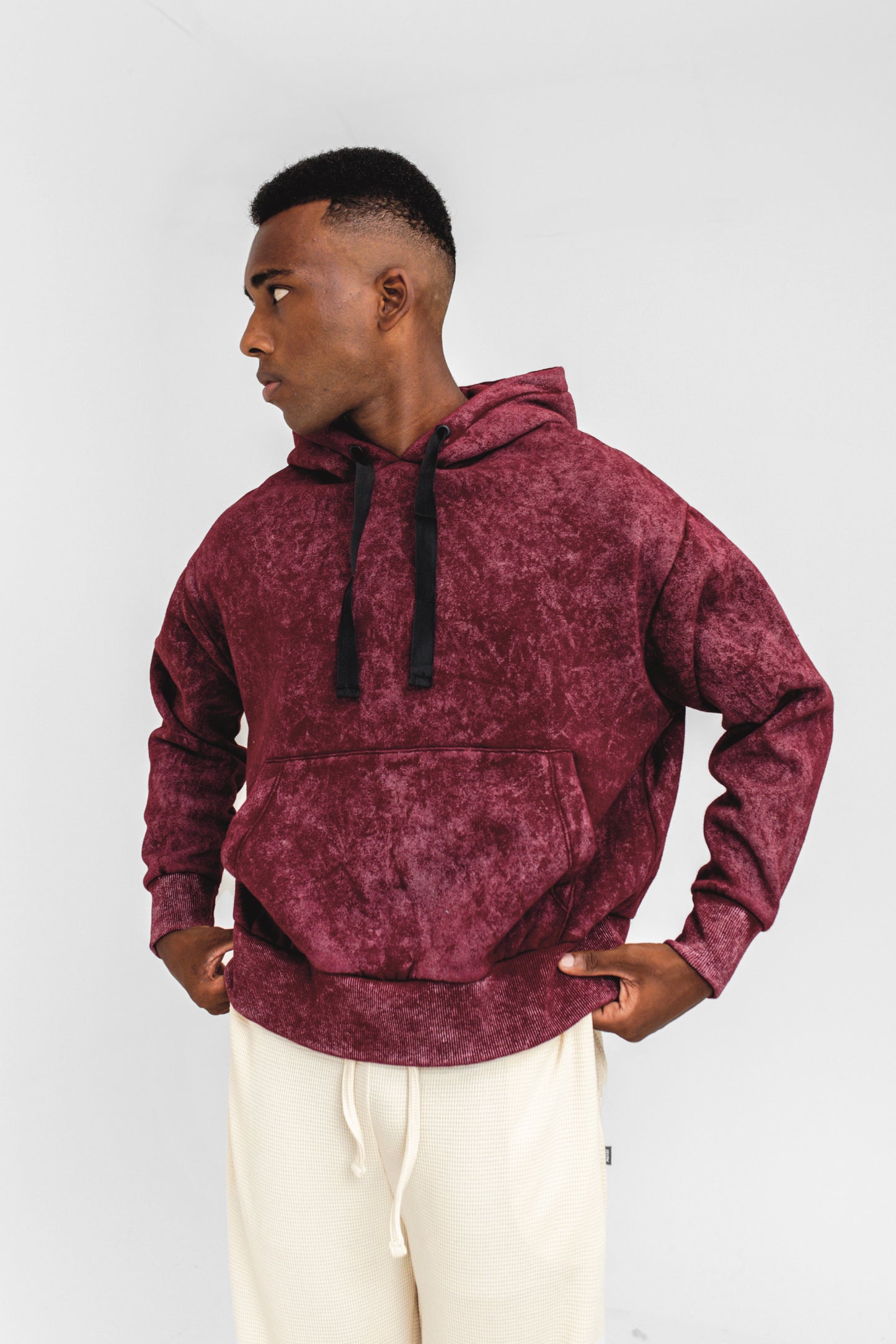 Washed Oversized Hoodie in Maroon