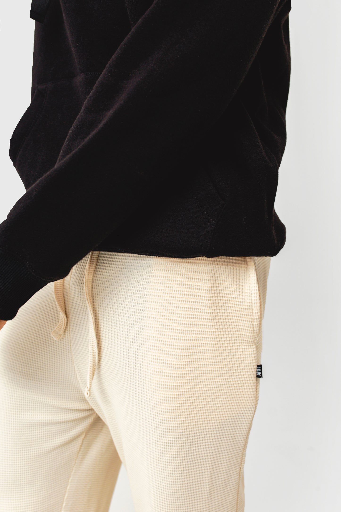 Waffle Textured Trouser in Off-white