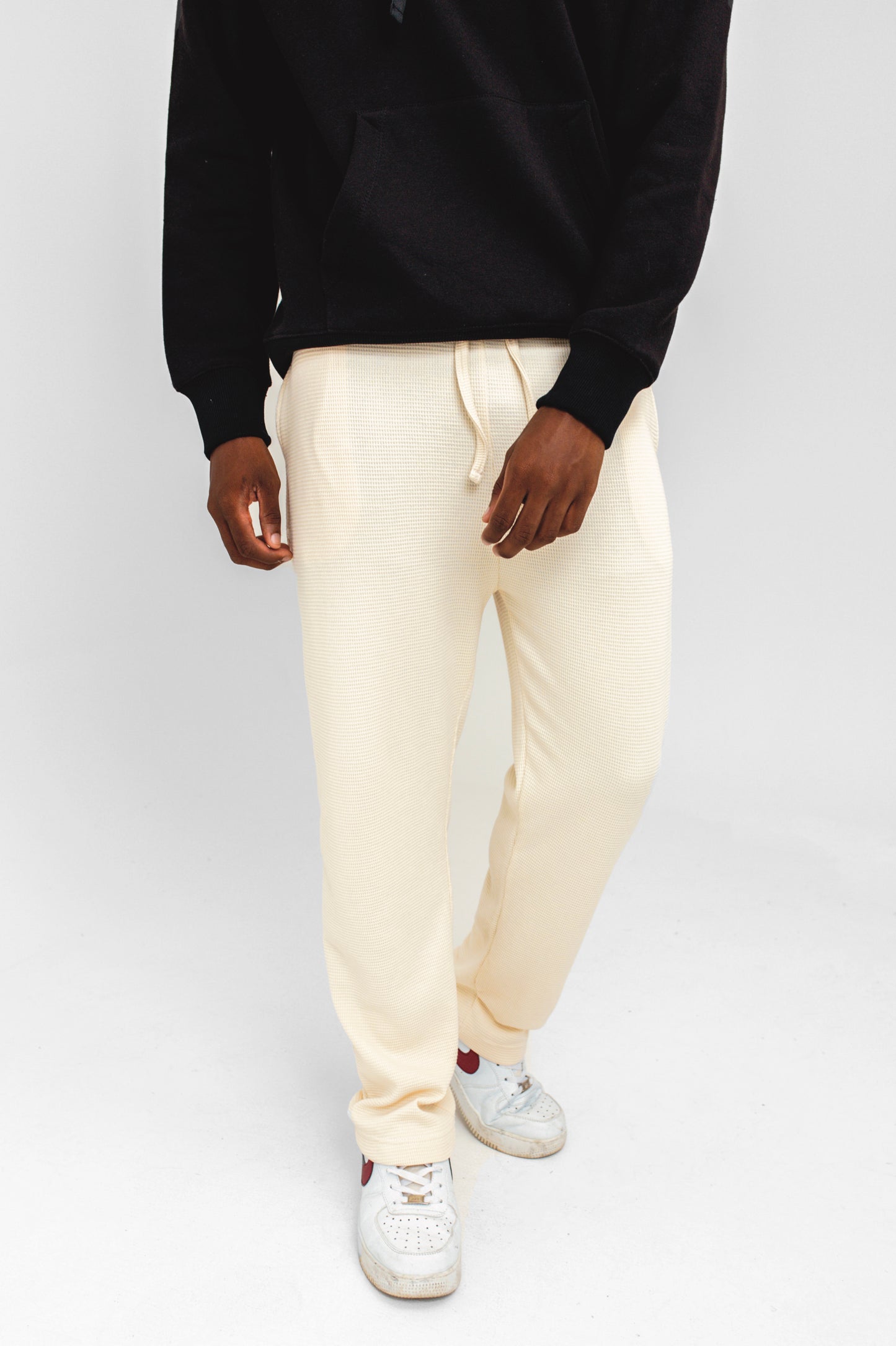 Waffle Textured Trouser in Off-white