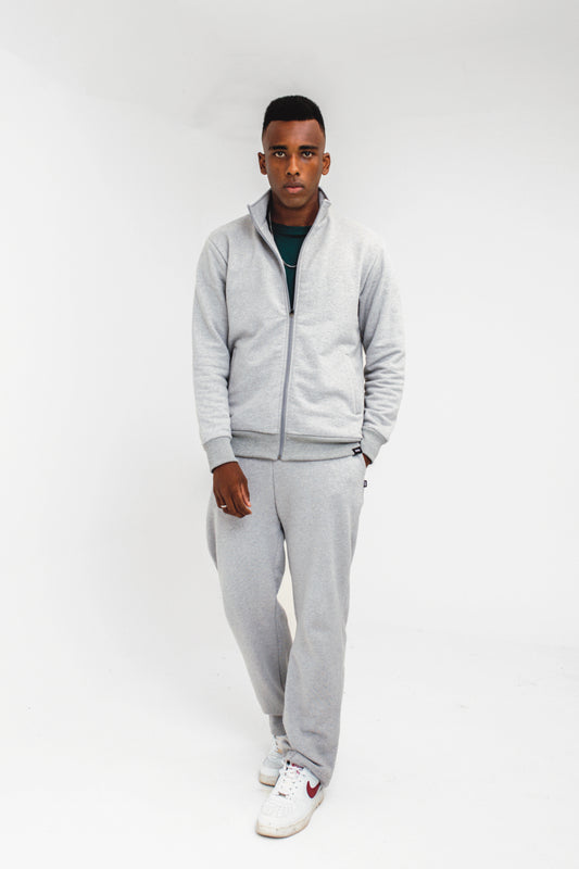 Mock Neck Jacket in Grey Marl