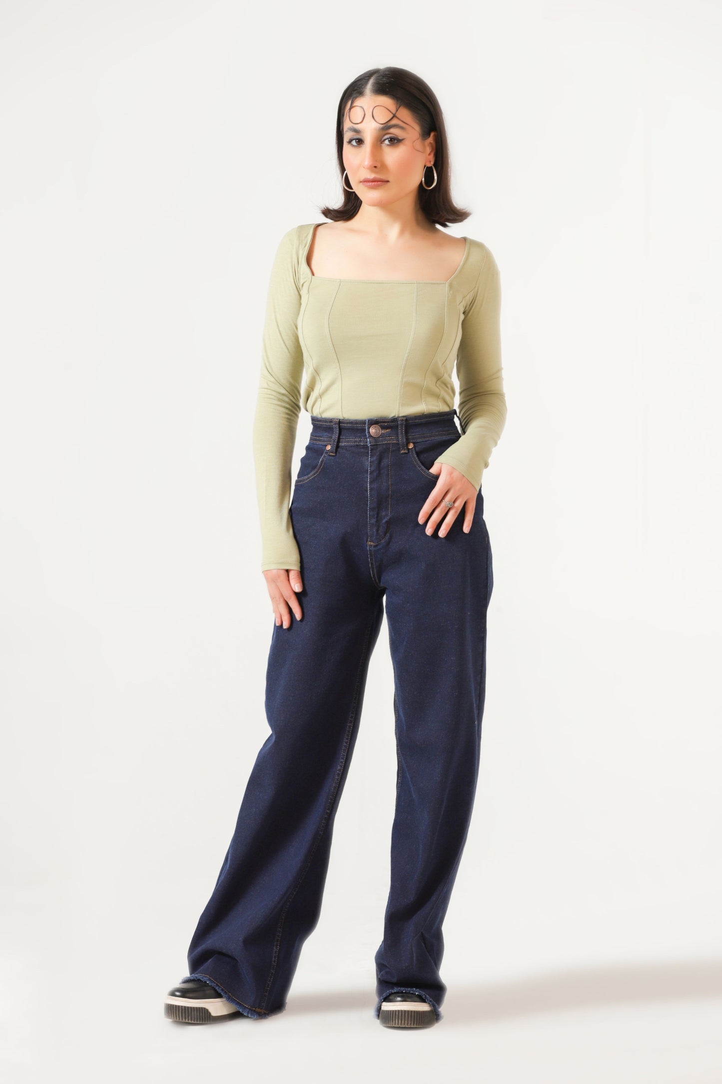 Culottes Jean in Mid Wash