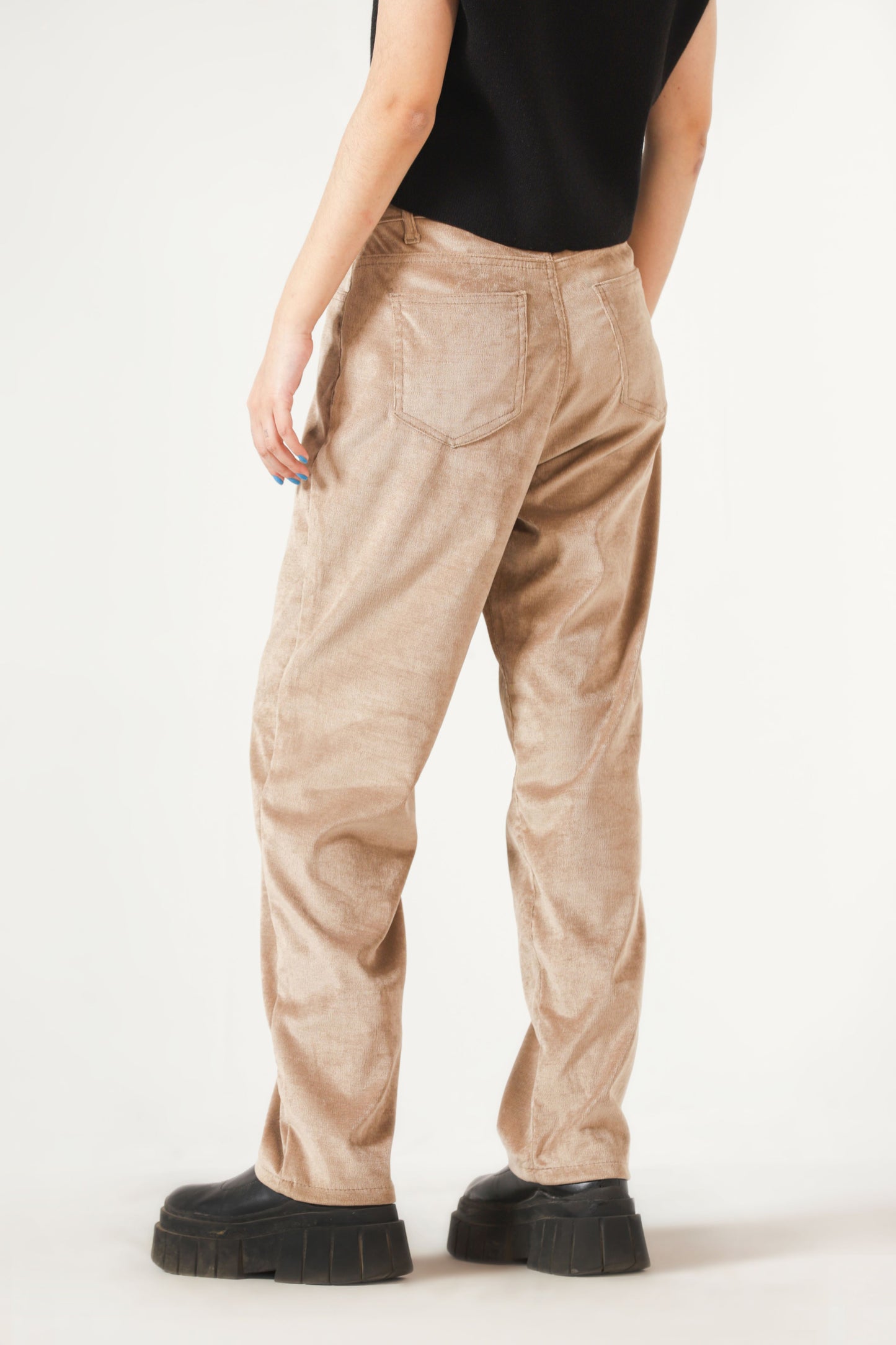 Corduroy Straight-Fit Pants in Nude