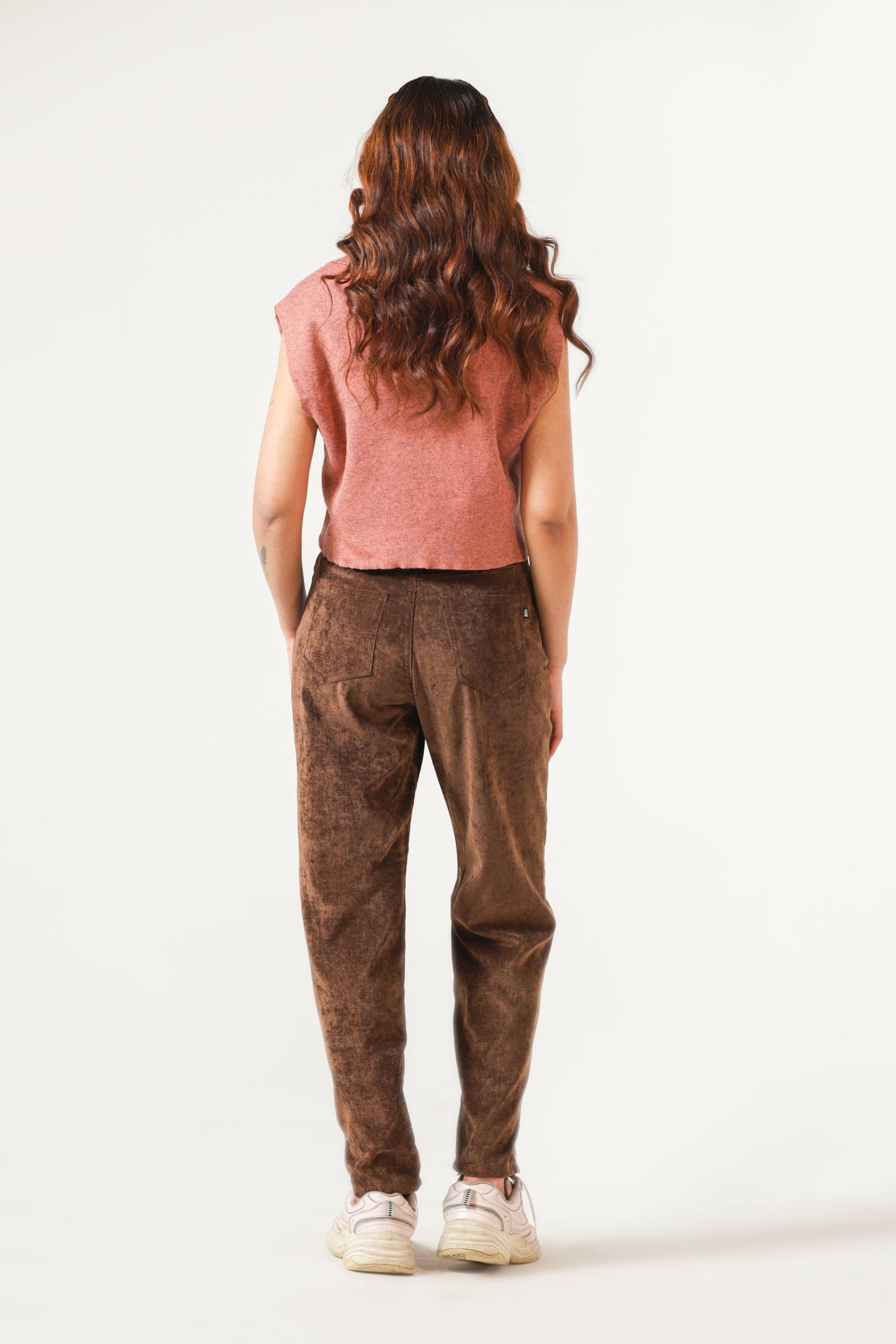 Corduroy Straight-Fit Pants in Chocolate Brown