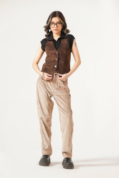 Corduroy Waistcoat in Chocolate Brown – Attir