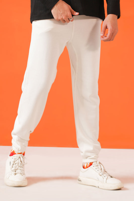 Relaxed-Fit Cotton Joggers in White