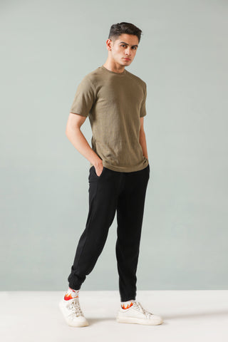 Relaxed-Fit Cotton Joggers in Black BOTTOM ATTIR-MEN