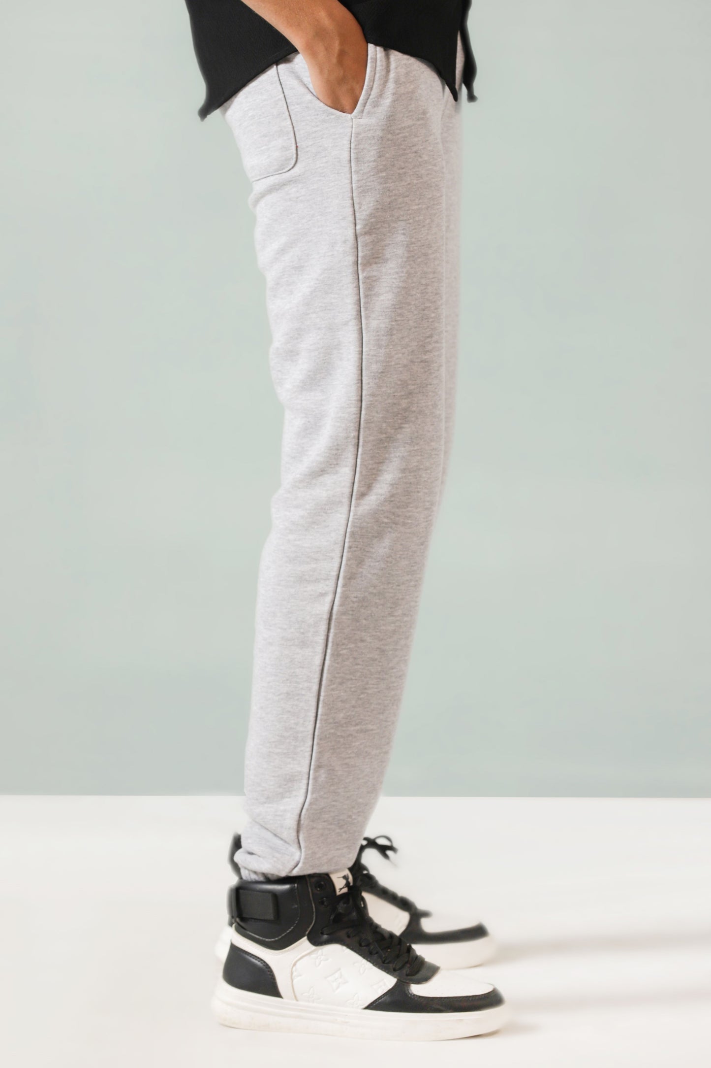 Relaxed-Fit Cotton Joggers in Grey Melange