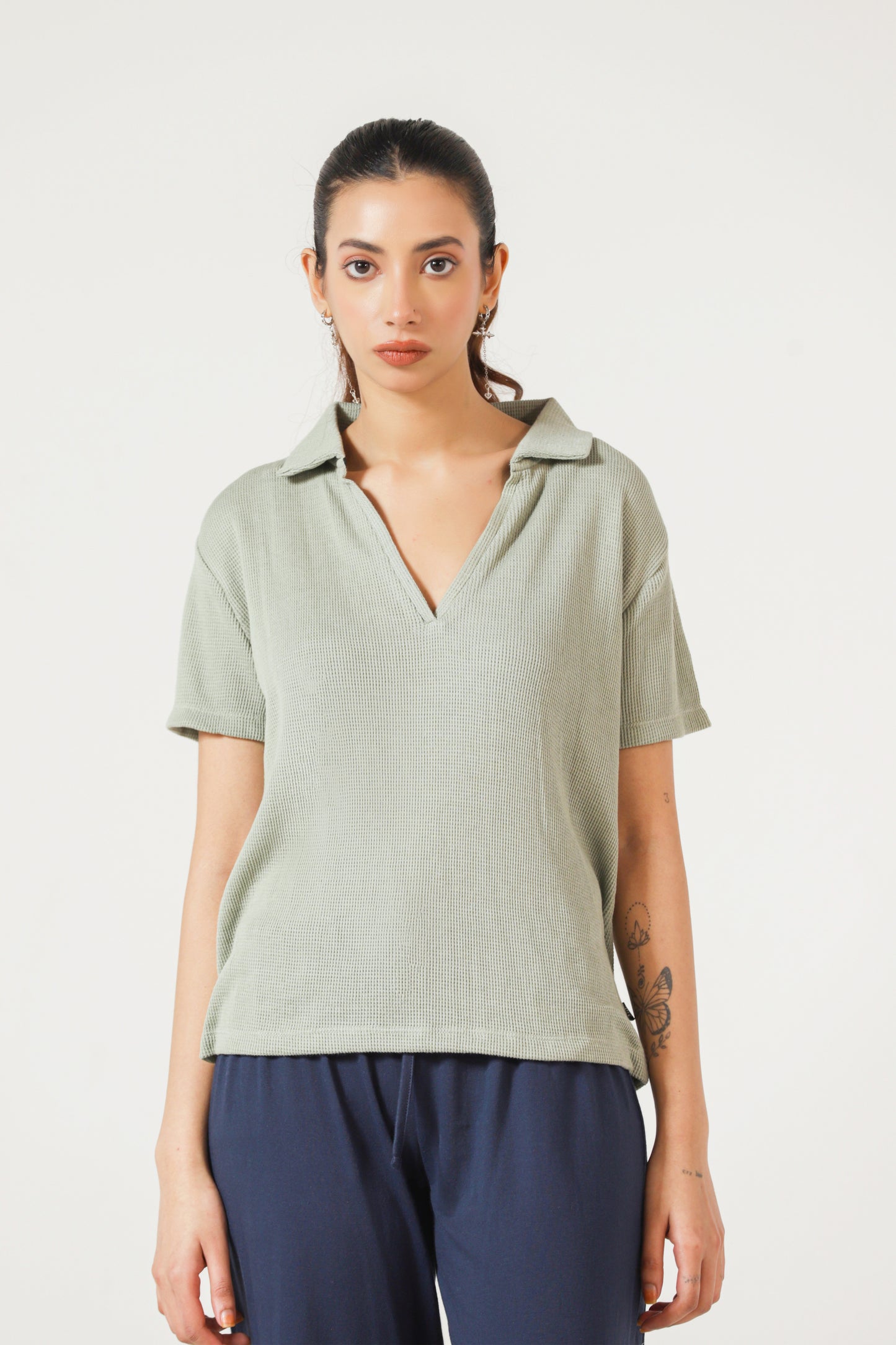 Textured Polo T-shirt in Mint