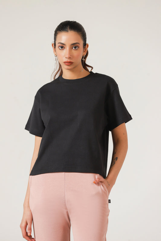 Boxy Tee in Ink Black