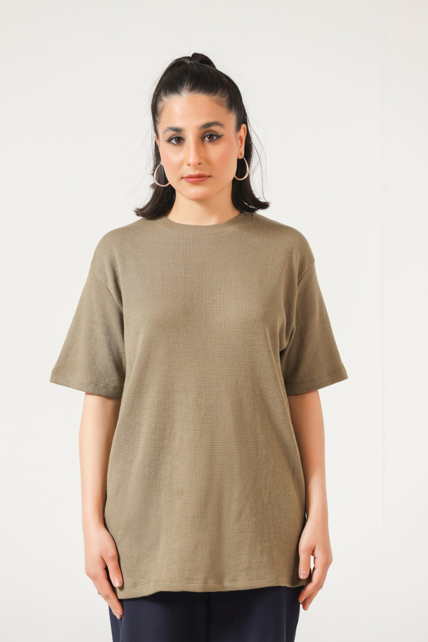 Textured-Knit T-shirt in Sand