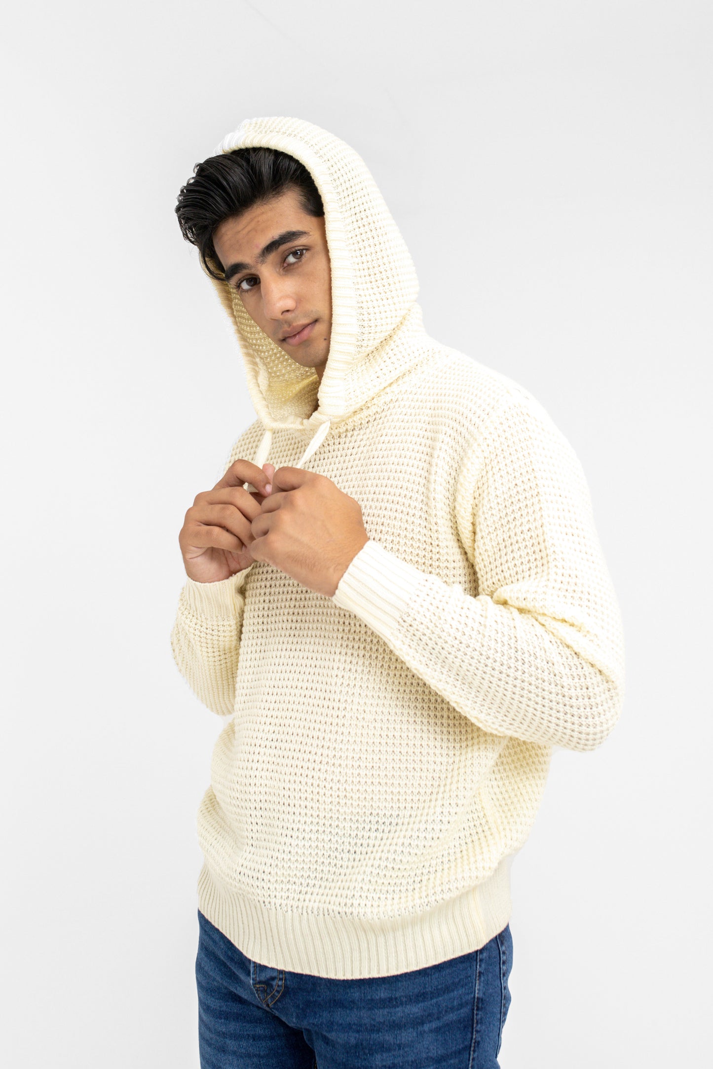 Knitted Hoodie in Cream