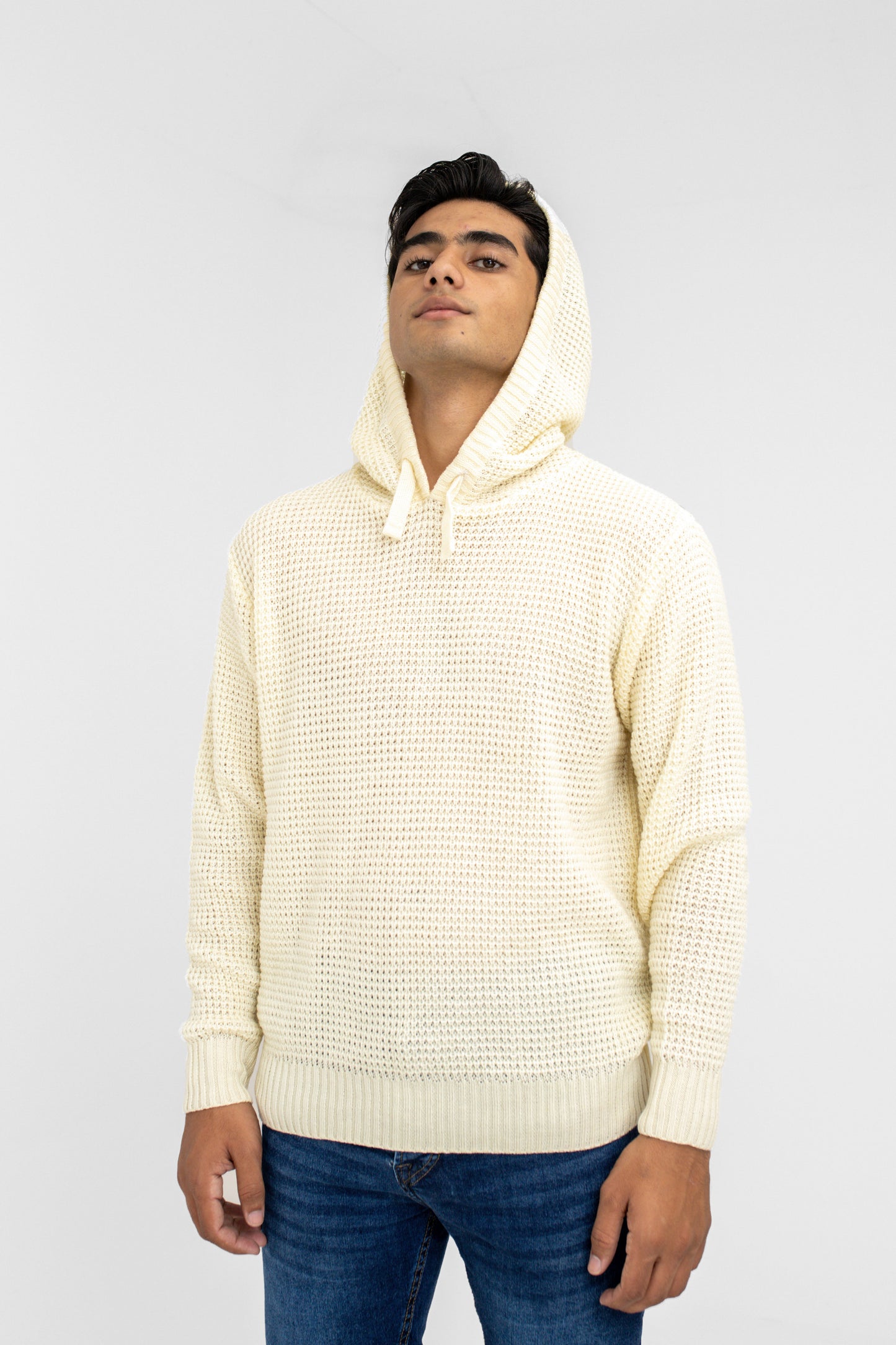 Knitted Hoodie in Cream