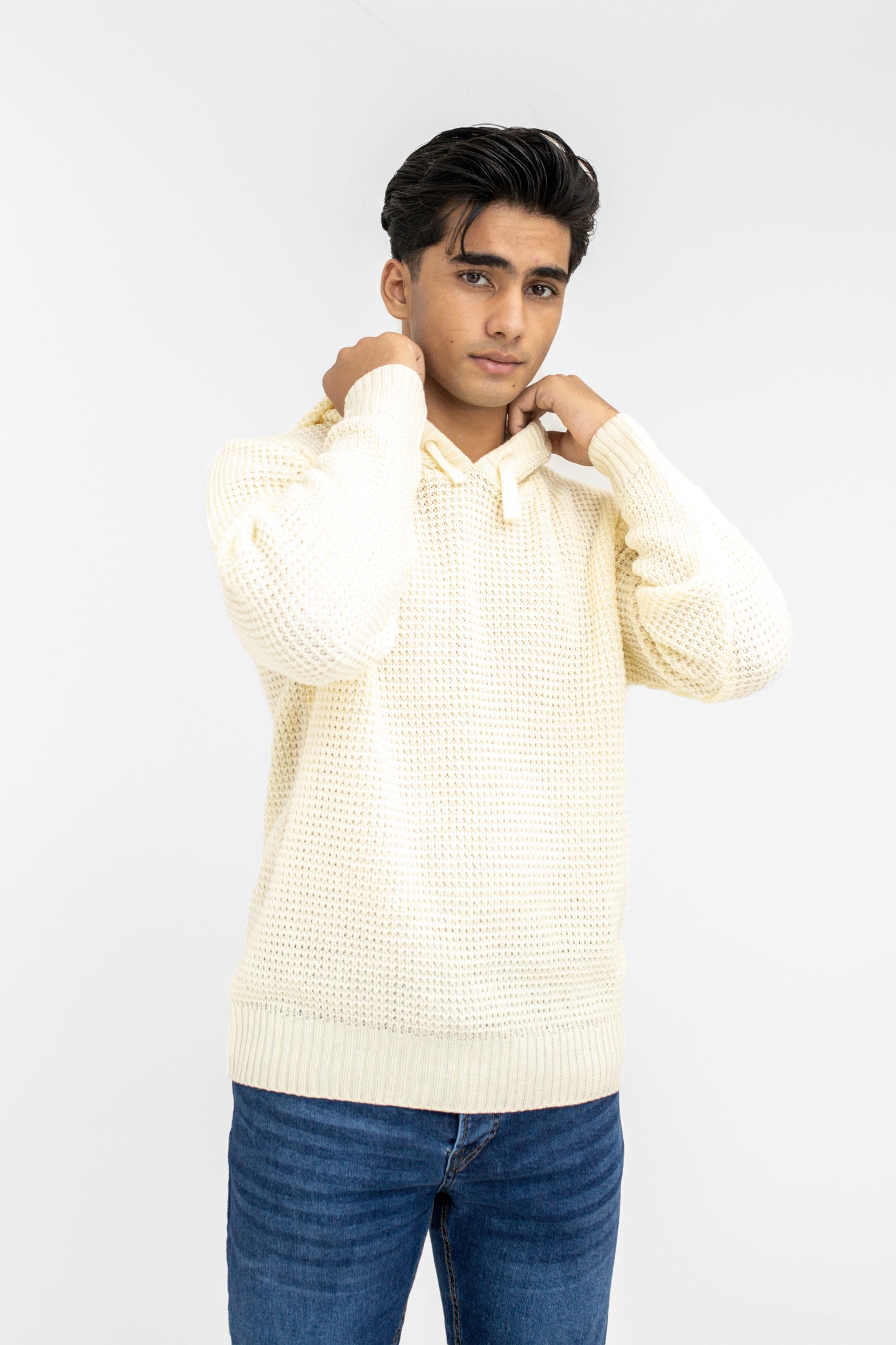 Knitted Hoodie in Cream