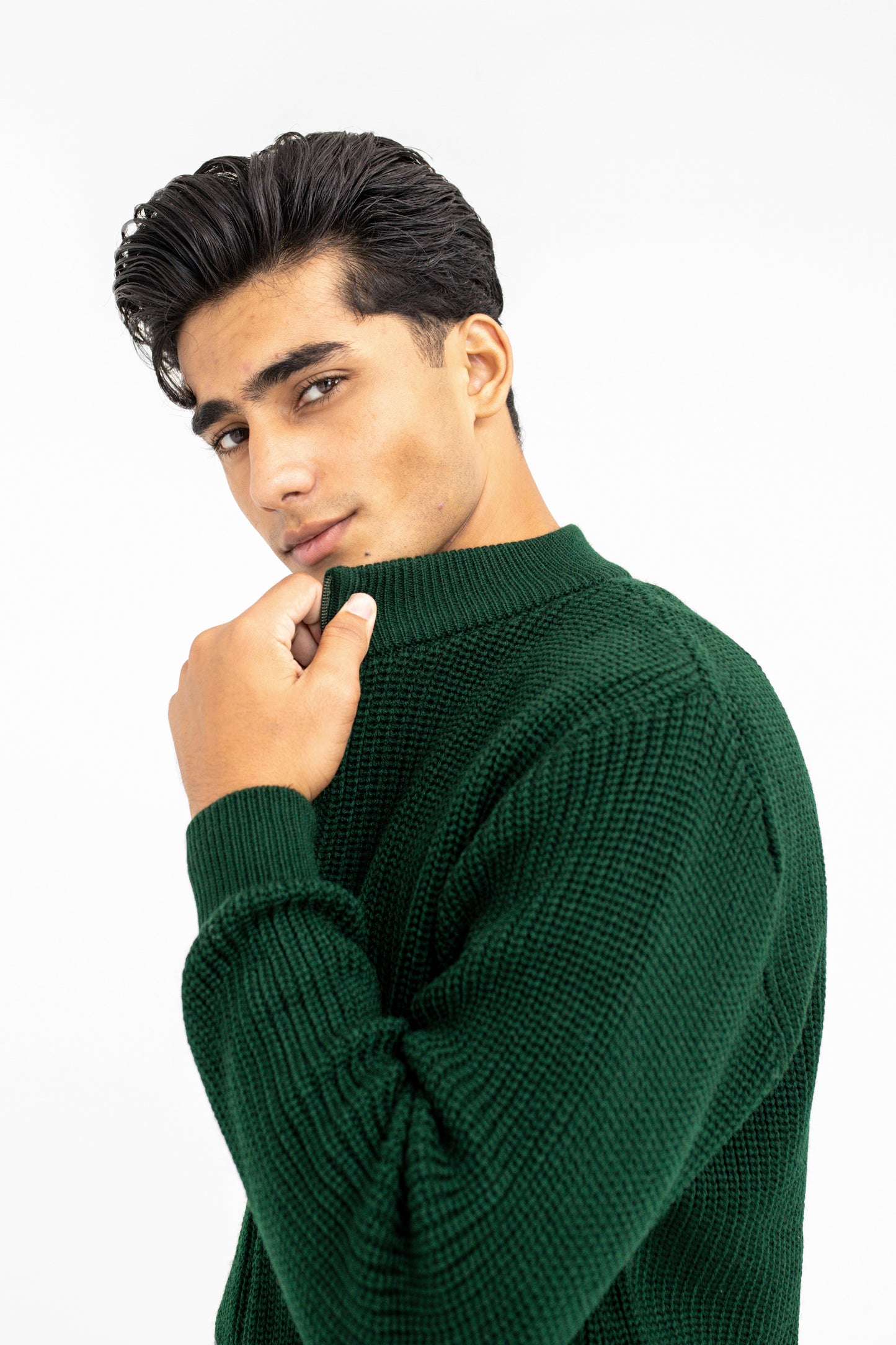 Zip Through Jumper in Green