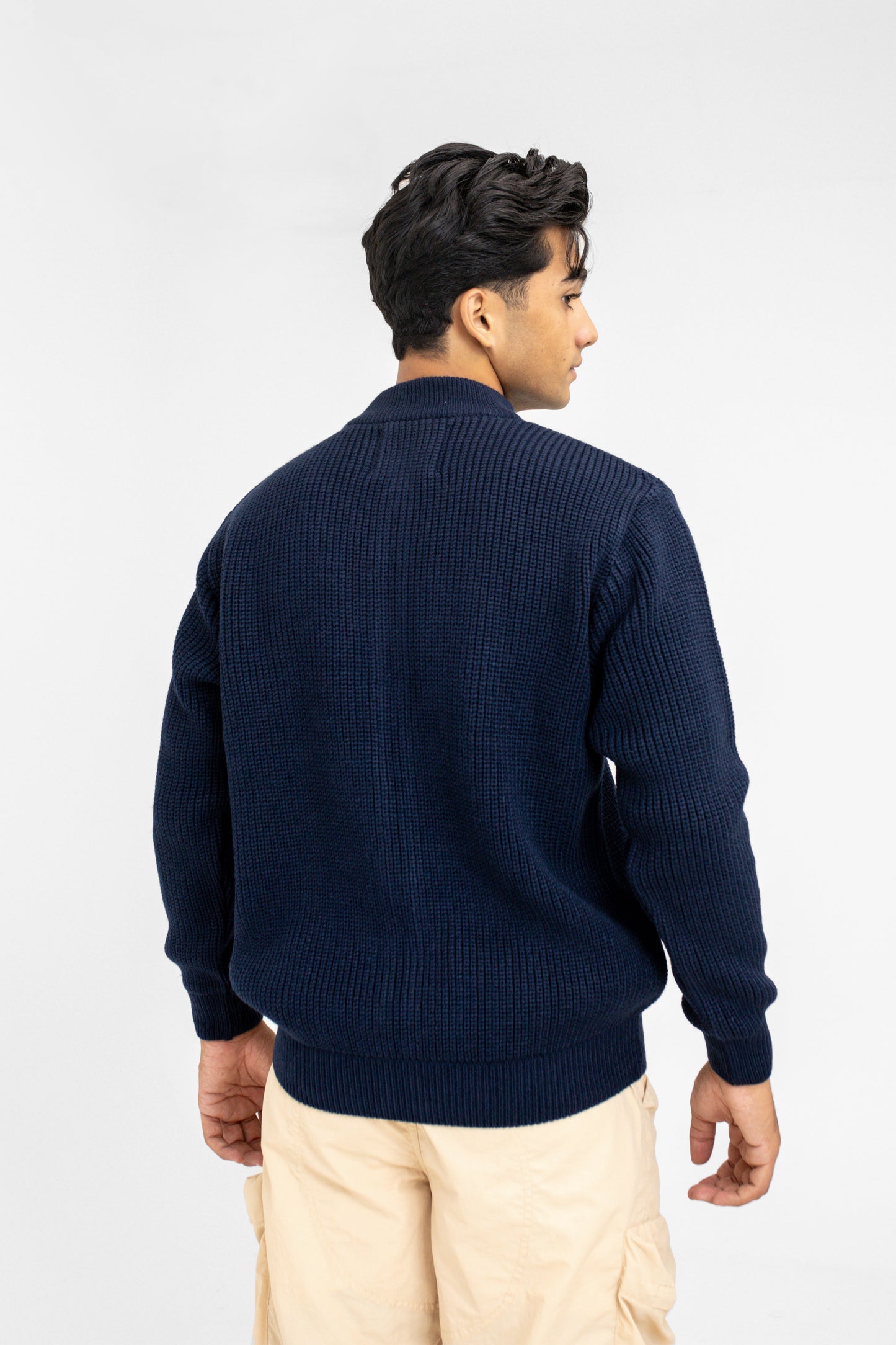 Zip Through Jumper in Navy