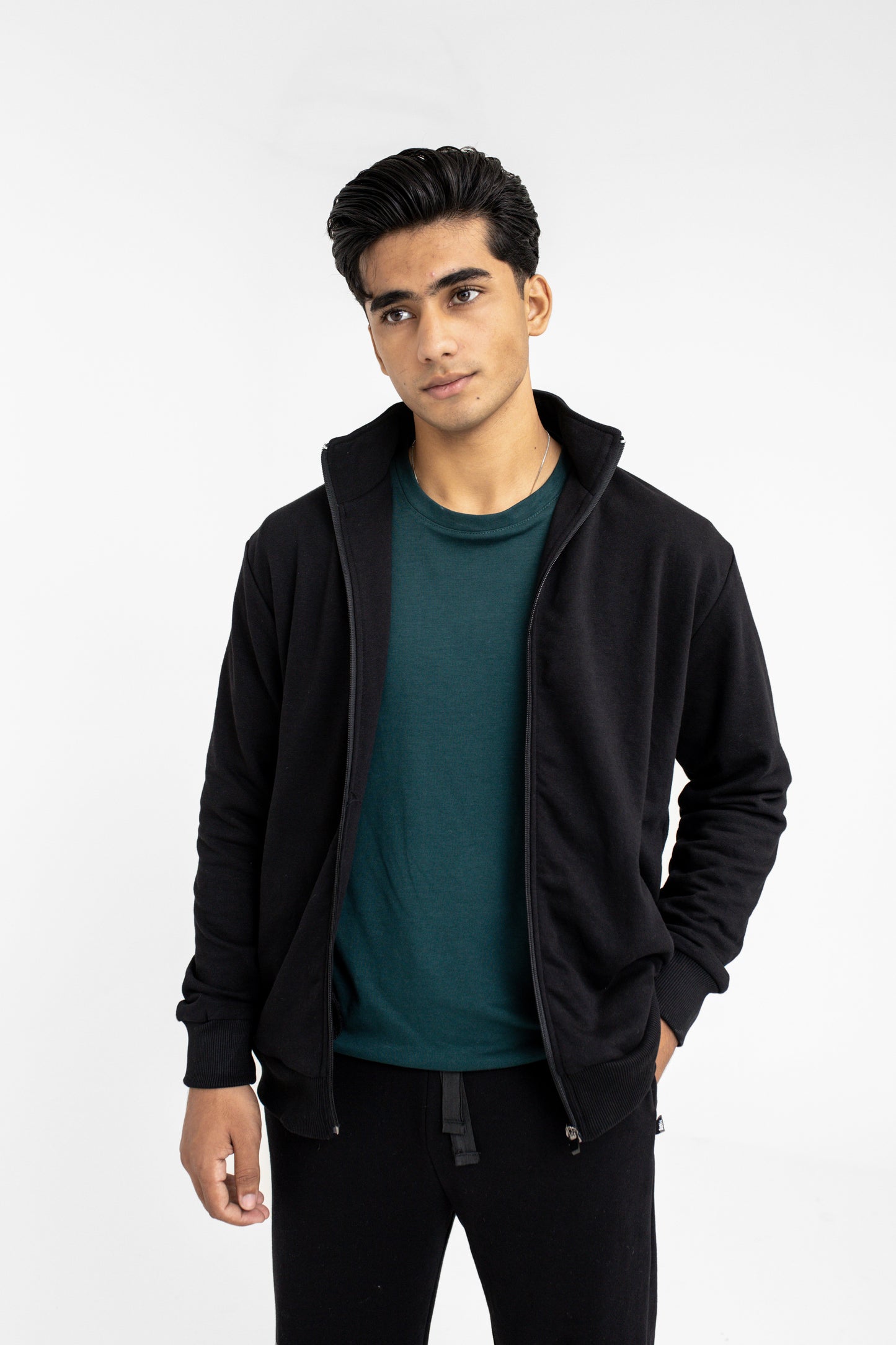 Mock Neck Jacket in Black