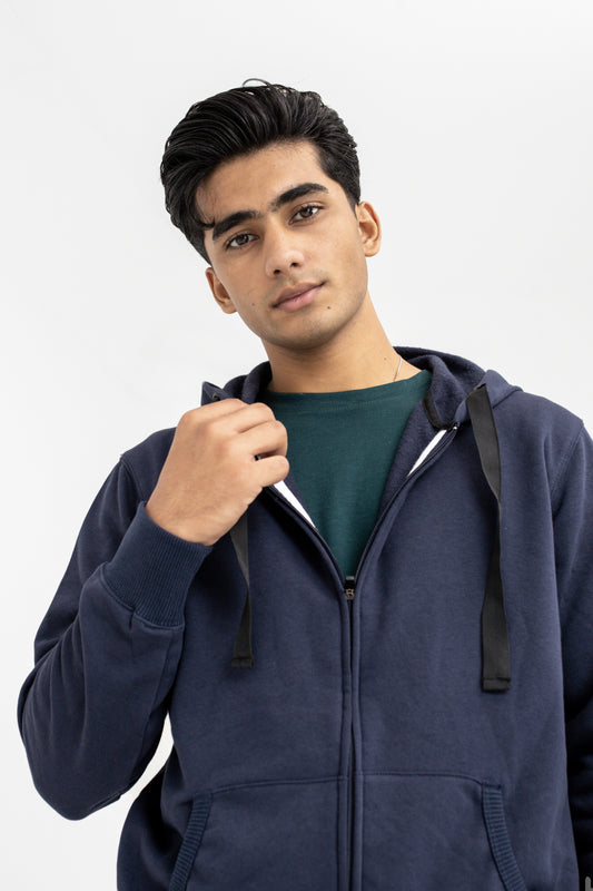 Zip-up Hoodie in Dark Navy