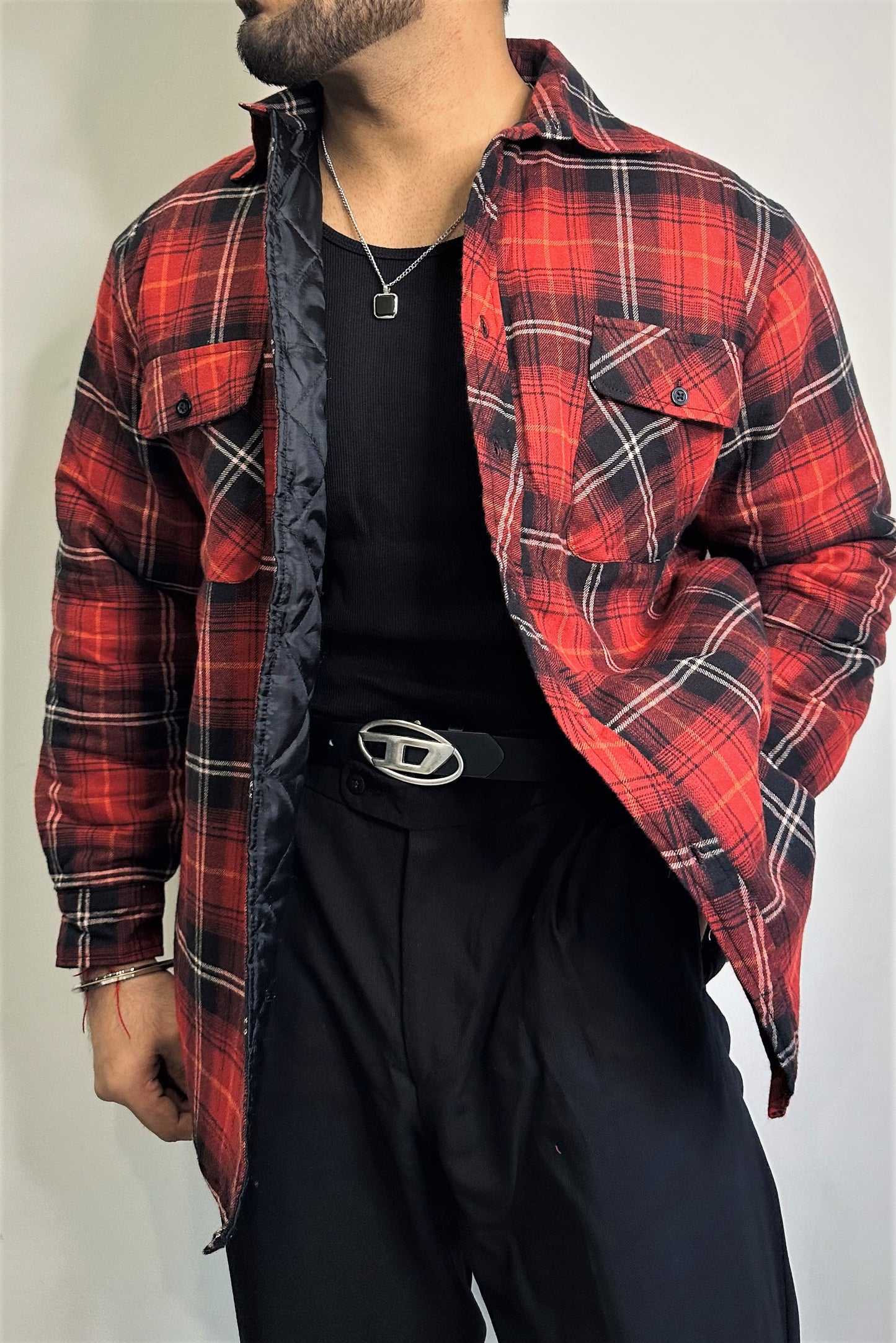 Heavy Flannel Overshirt in Red
