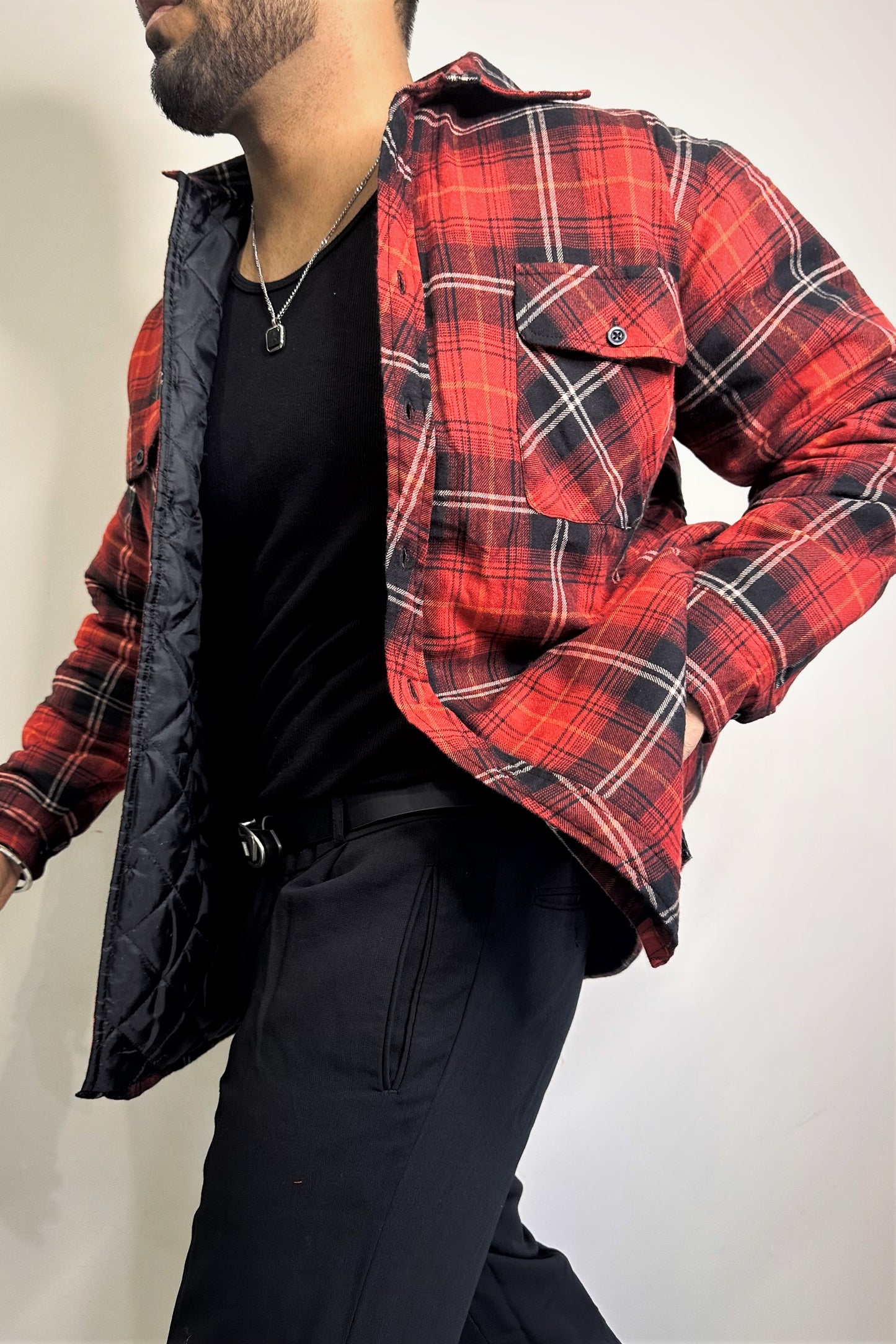 Heavy Flannel Overshirt in Red