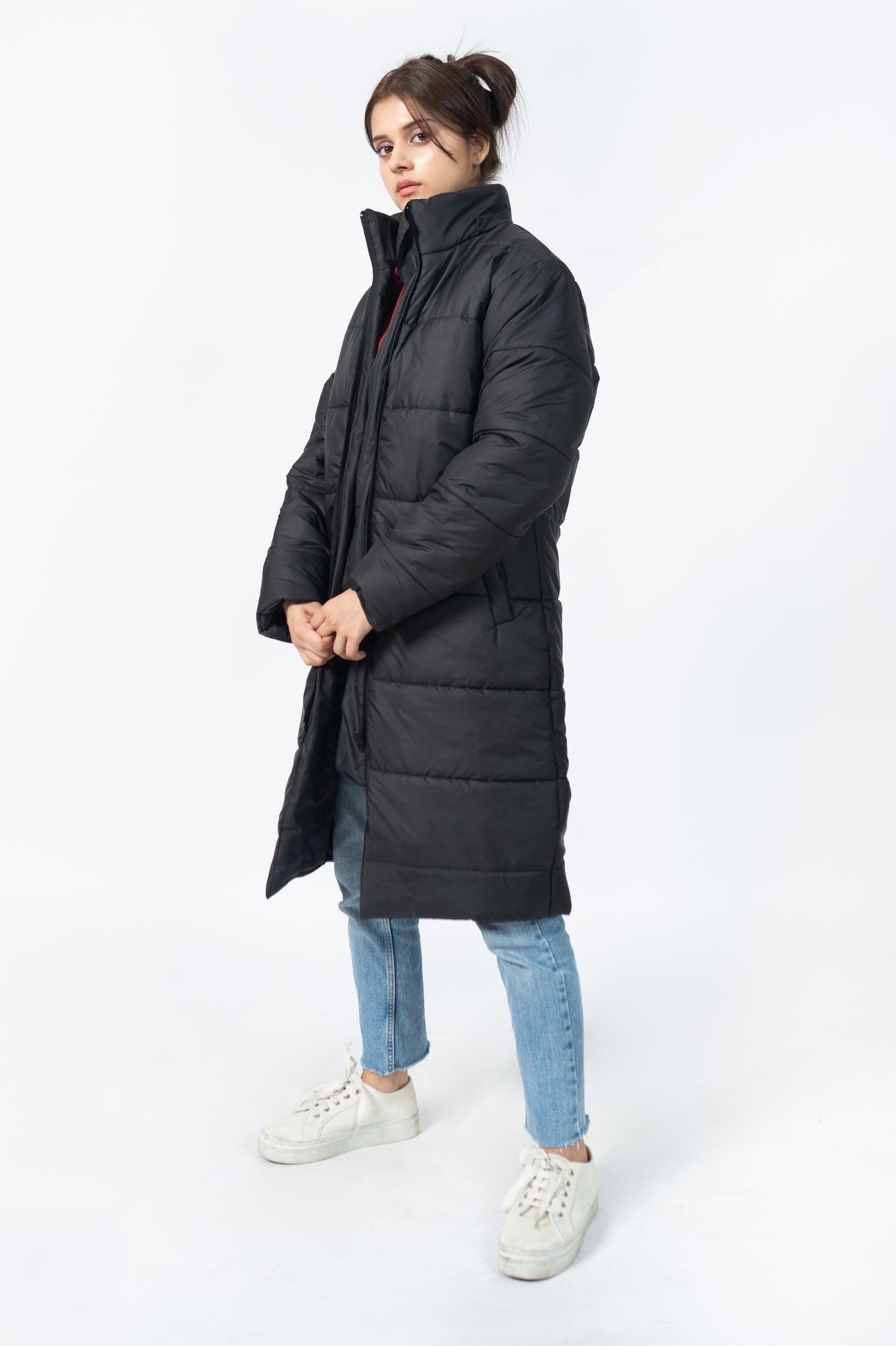 Long Puffer Coat in Black