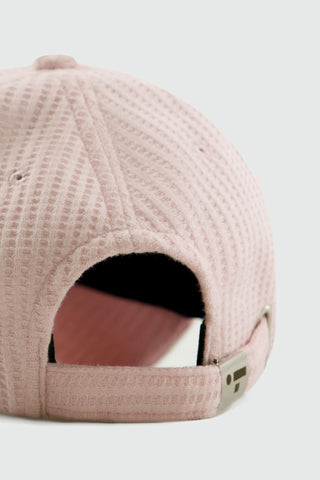 Waffle Textured Baseball Cap in Pastel Pink
