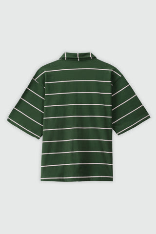 Oversized Striped Shirt in Dark Green