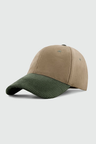Corduroy Detail Baseball Cap in Olive
