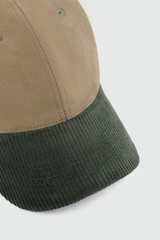 Corduroy Detail Baseball Cap in Olive