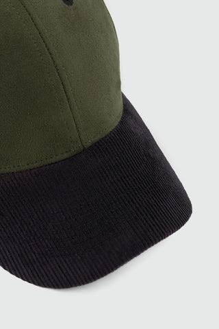 Corduroy Detail Baseball Cap in Black